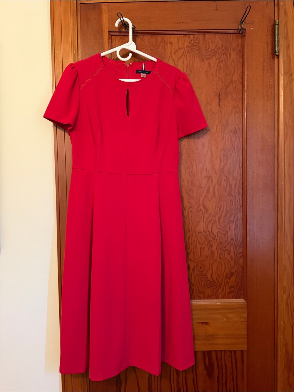 Tommy Hilfiger Red Fit-and-Flare Dress with Keyhole